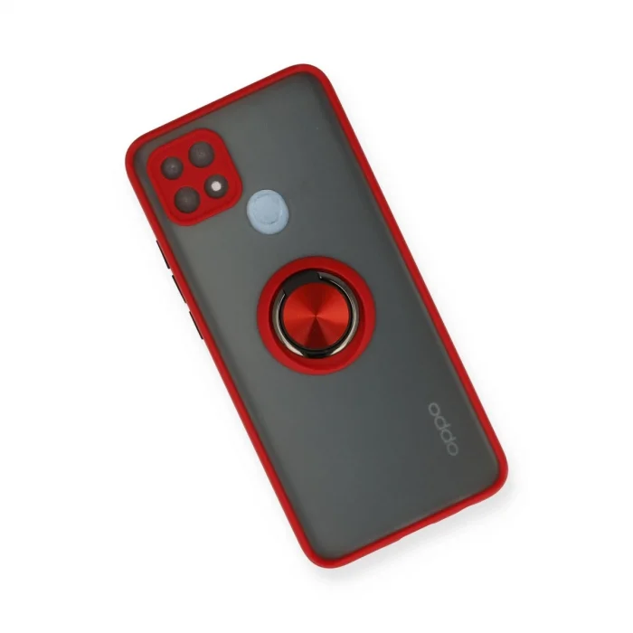BUĞZ Oppo A15 Kılıf Montreal Yüzüklü Silikon Kapak - Kırmızı
