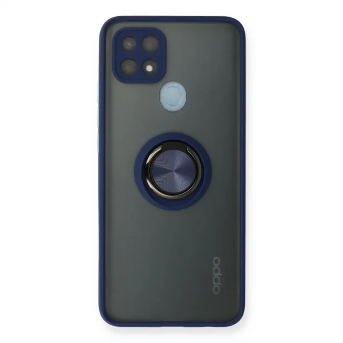 BUĞZ Oppo A15 Kılıf Montreal Yüzüklü Silikon Kapak - Lacivert