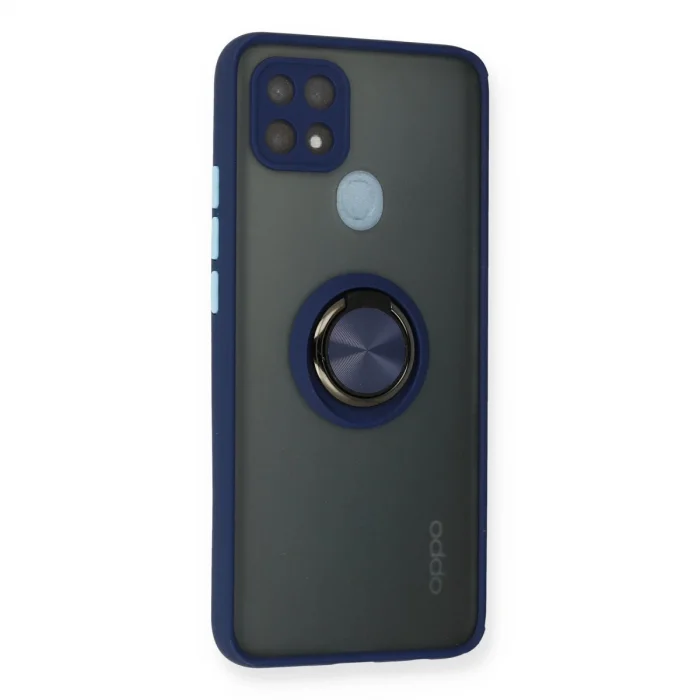 BUĞZ Oppo A15 Kılıf Montreal Yüzüklü Silikon Kapak - Lacivert