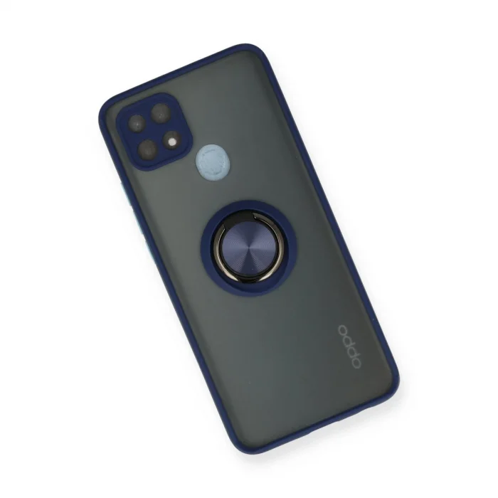BUĞZ Oppo A15 Kılıf Montreal Yüzüklü Silikon Kapak - Lacivert