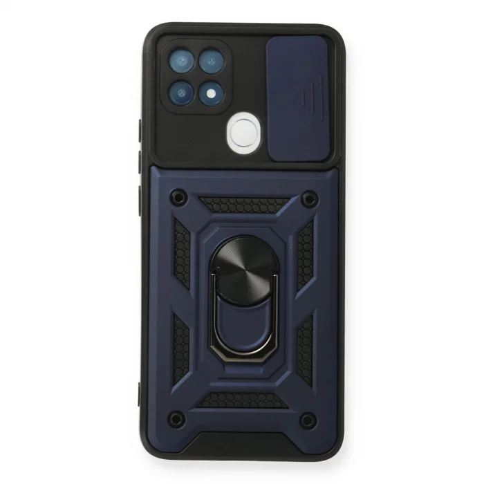 BUĞZ Oppo A15 Kılıf Pars Lens Yüzüklü Silikon - Lacivert