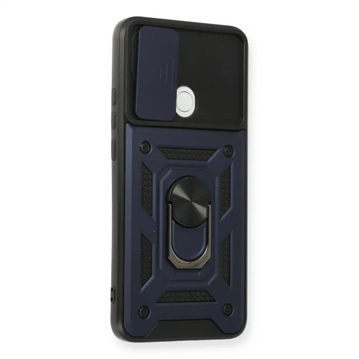 BUĞZ Oppo A15 Kılıf Pars Lens Yüzüklü Silikon - Lacivert