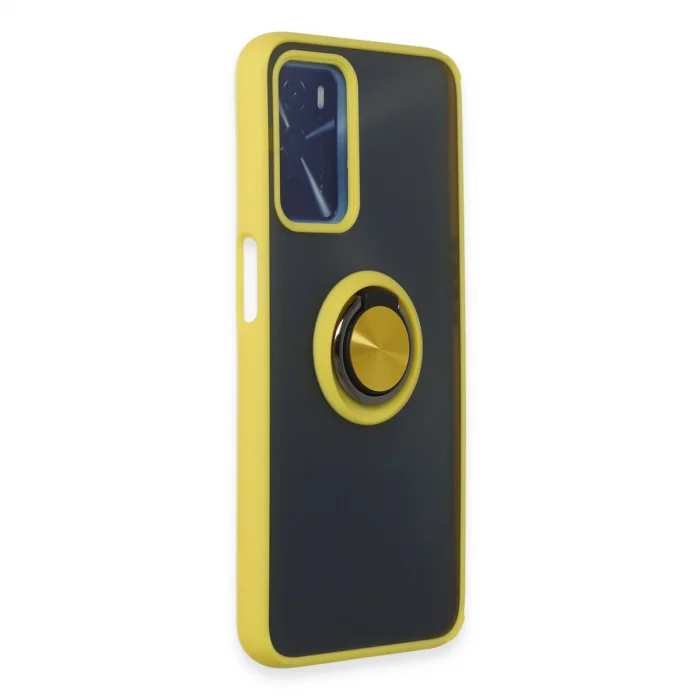 BUĞZ Oppo A16 Kılıf Montreal Yüzüklü Silikon Kapak - Sarı