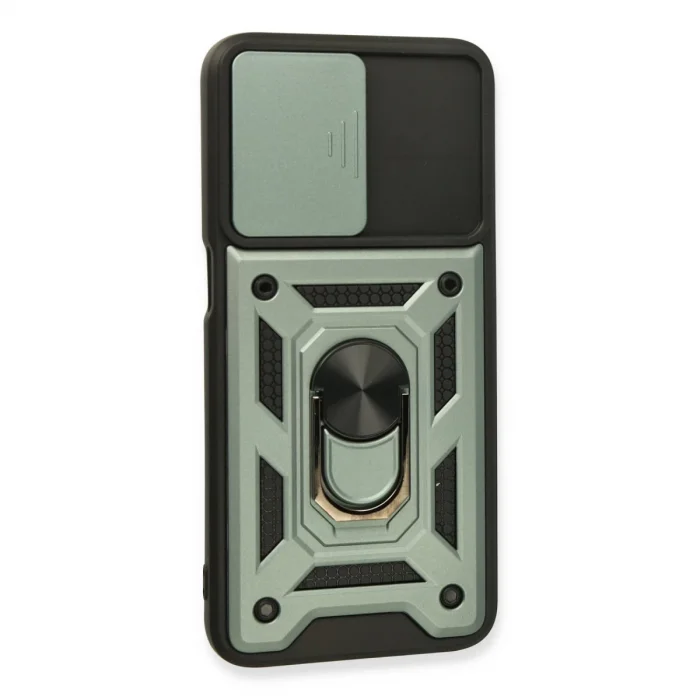 BUĞZ Oppo A16 Kılıf Pars Lens Yüzüklü Silikon - Yeşil