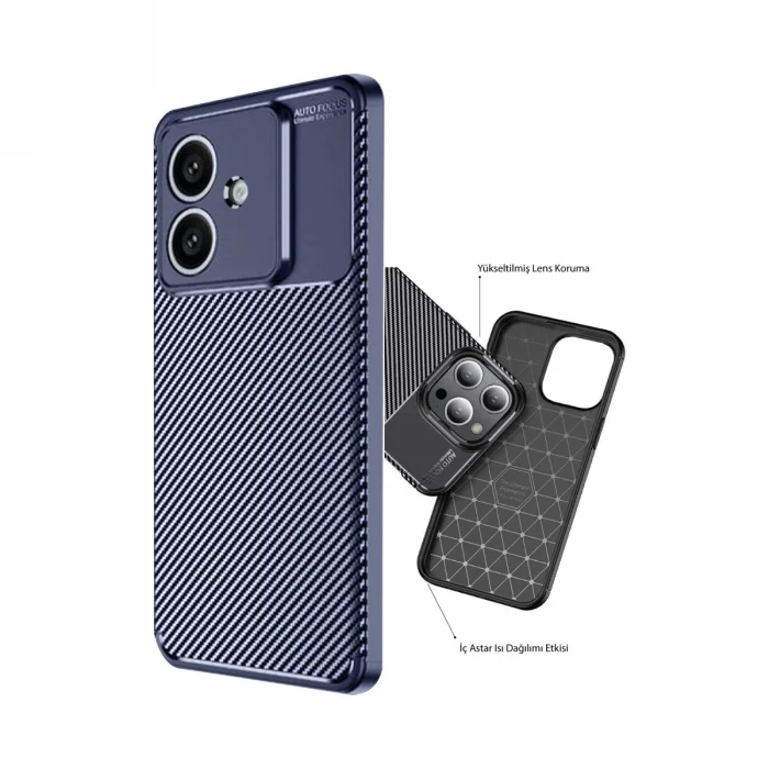 BUĞZ Oppo A3 Kılıf Auto Focus Karbon Kapak - Lacivert