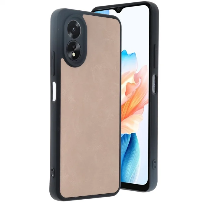 BUĞZ Oppo A38 Kılıf Aras Deri Kapak - Pudra