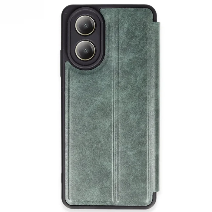 BUĞZ Oppo A38 Kılıf Flip Cover - Koyu Yeşil