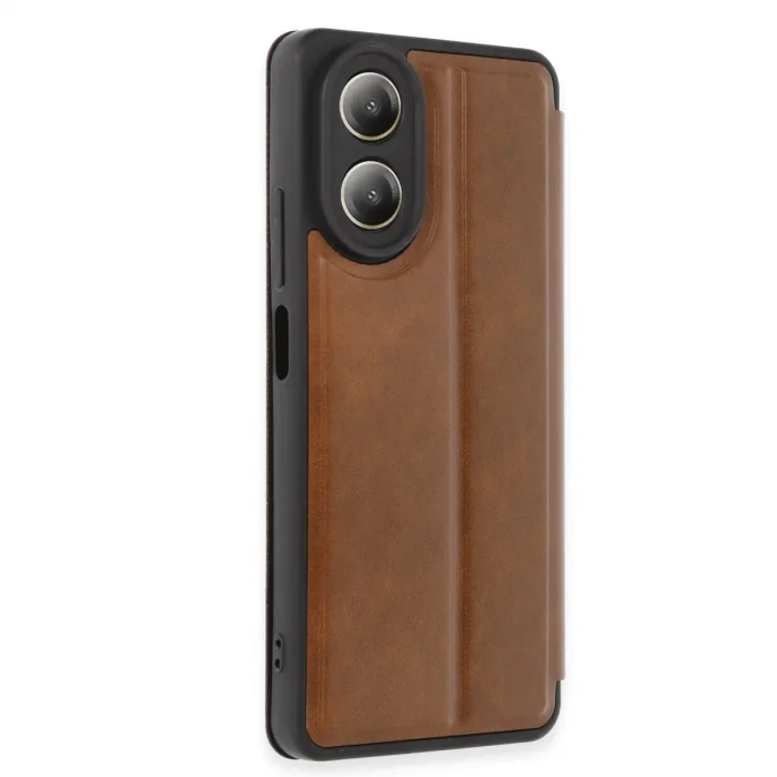 BUĞZ Oppo A38 Kılıf Flip Cover - Taba