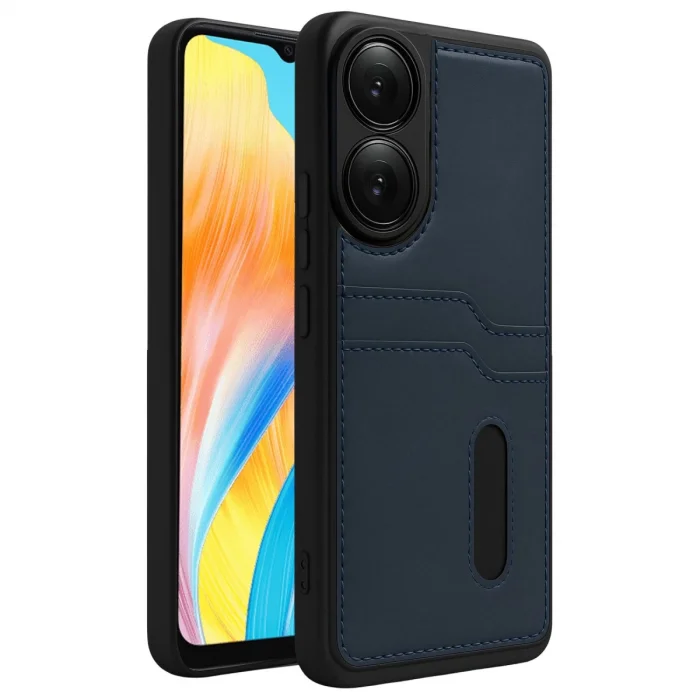 BUĞZ Oppo A38 Sara Kartvizitli Deri Kılıf - Lacivert