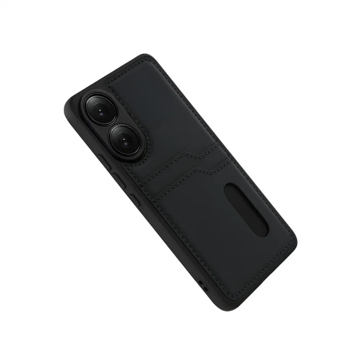 BUĞZ Oppo A38 Sara Kartvizitli Deri Kılıf - Siyah