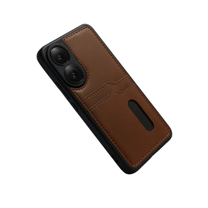 BUĞZ Oppo A38 Sara Kartvizitli Deri Kılıf - Taba