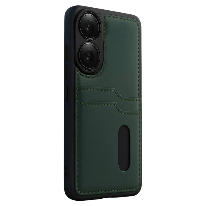 BUĞZ Oppo A38 Sara Kartvizitli Deri Kılıf - Yeşil