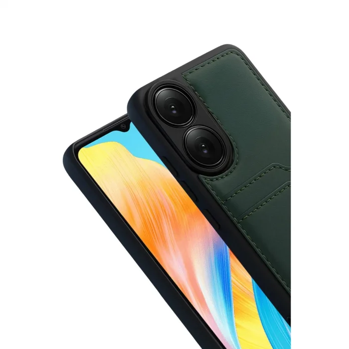 BUĞZ Oppo A38 Sara Kartvizitli Deri Kılıf - Yeşil