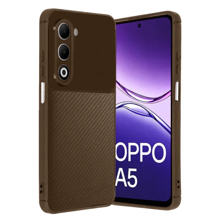 BUĞZ Oppo A5 4g Auto Focus Karbon Kapak - Kahverengi