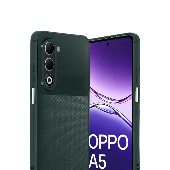 BUĞZ Oppo A5 4g Auto Focus Karbon Kapak - Koyu Yeşil