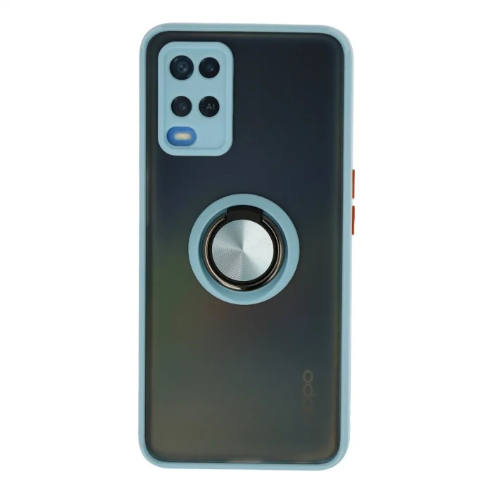 BUĞZ Oppo A54 4g Kılıf Montreal Yüzüklü Silikon Kapak - Buz Mavi