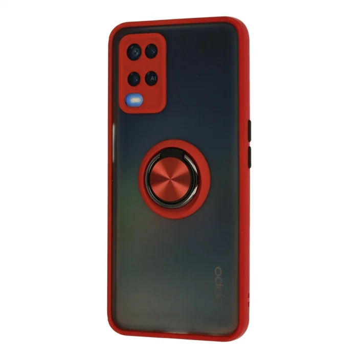 BUĞZ Oppo A54 4g Kılıf Montreal Yüzüklü Silikon Kapak - Kırmızı