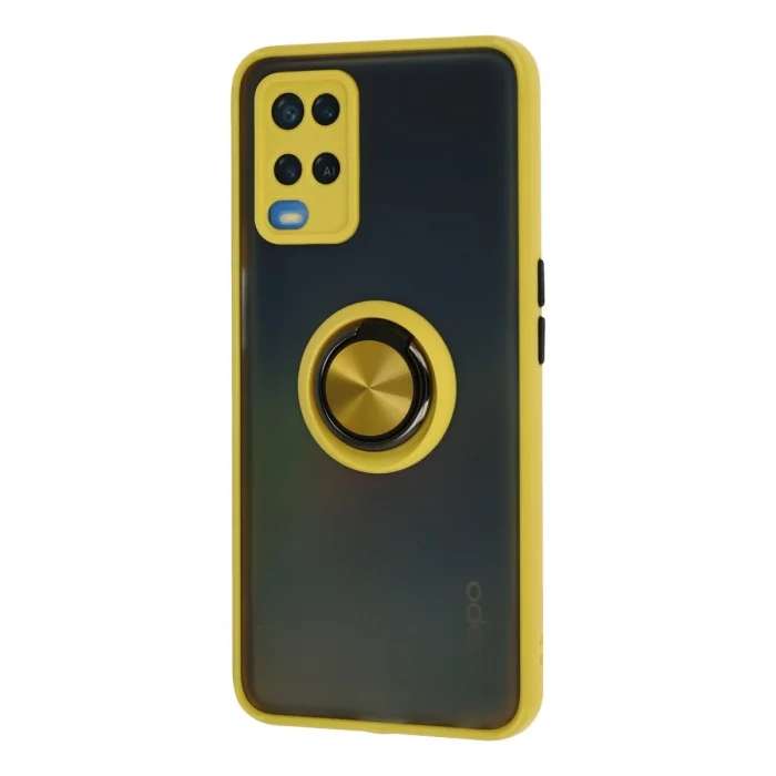 BUĞZ Oppo A54 4g Kılıf Montreal Yüzüklü Silikon Kapak - Sarı