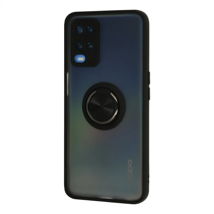 BUĞZ Oppo A54 4g Kılıf Montreal Yüzüklü Silikon Kapak - Siyah