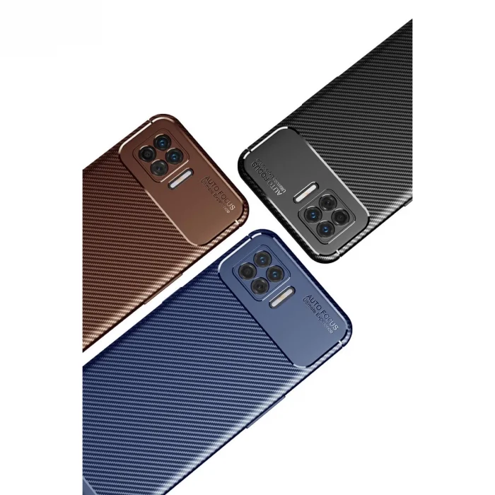 BUĞZ Oppo A73 Kılıf Auto Focus Karbon Kapak - Kahverengi