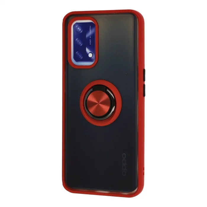 BUĞZ Oppo A74 4g Kılıf Montreal Yüzüklü Silikon Kapak - Kırmızı