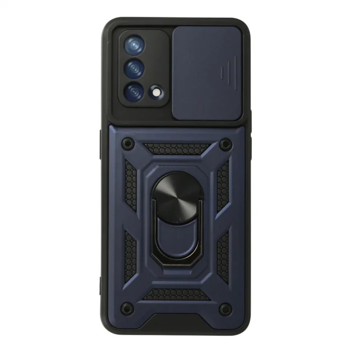 BUĞZ Oppo A74 4g Kılıf Pars Lens Yüzüklü Silikon - Lacivert