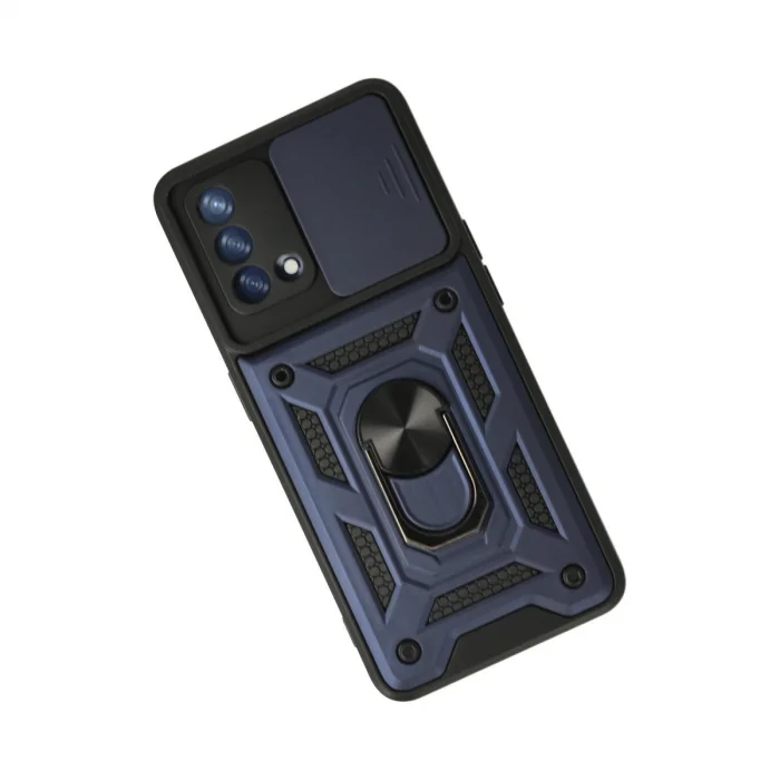 BUĞZ Oppo A74 4g Kılıf Pars Lens Yüzüklü Silikon - Lacivert