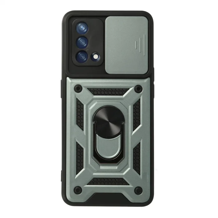 BUĞZ Oppo A74 4g Kılıf Pars Lens Yüzüklü Silikon - Yeşil