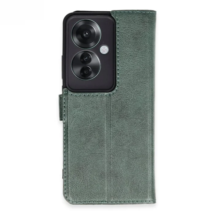 BUĞZ Oppo Reno 11f Kılıf Trend S Plus Kapaklı Kılıf - Yeşil