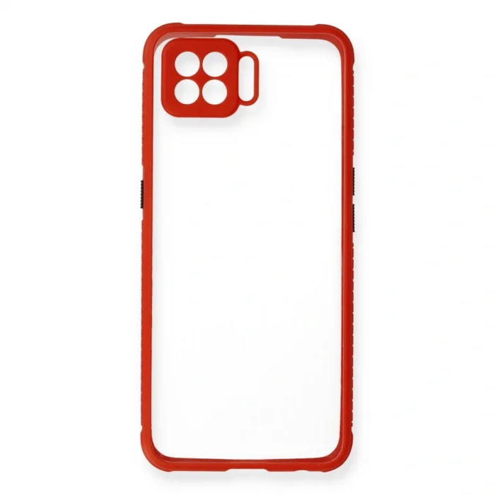 BUĞZ Oppo Reno 4 Lite Kılıf Miami Şeffaf Silikon - Kırmızı