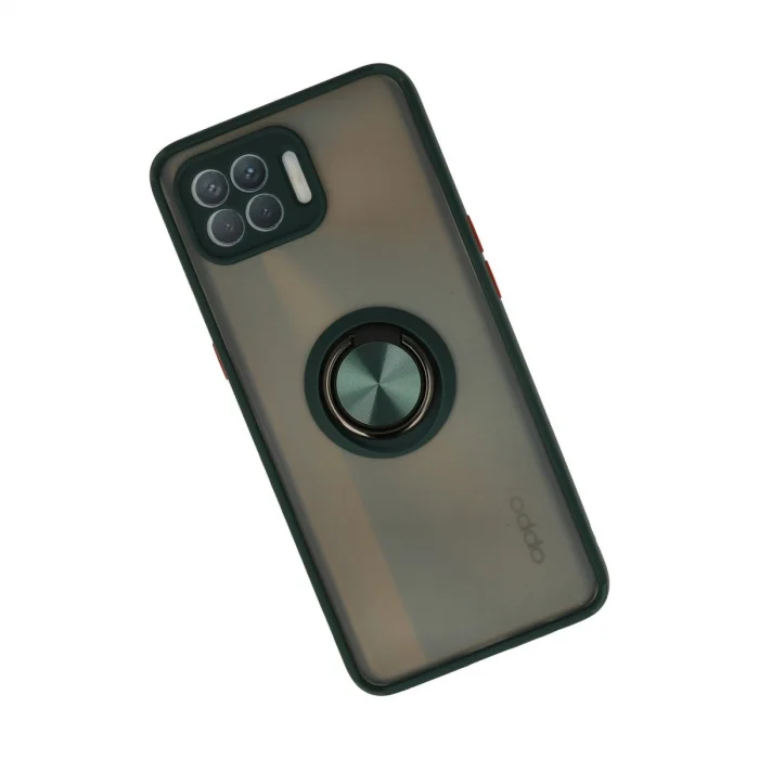 BUĞZ Oppo Reno 4 Lite Kılıf Montreal Yüzüklü Silikon Kapak - Yeşil