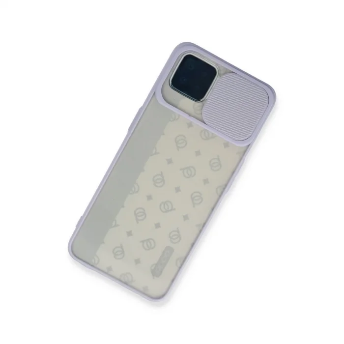 BUĞZ Oppo Reno 4 Lite Kılıf Palm Buzlu Kamera Sürgülü Silikon - Lila