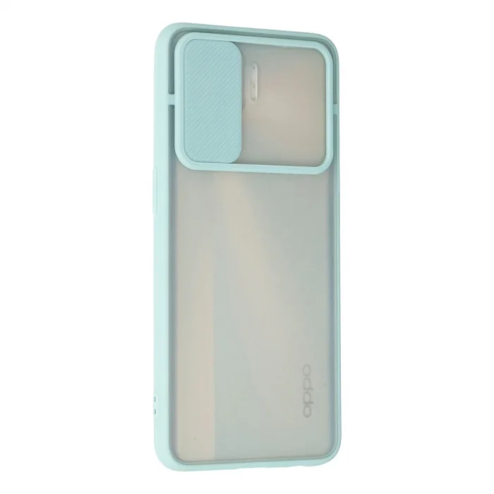 BUĞZ Oppo Reno 4 Lite Kılıf Palm Buzlu Kamera Sürgülü Silikon - Turkuaz