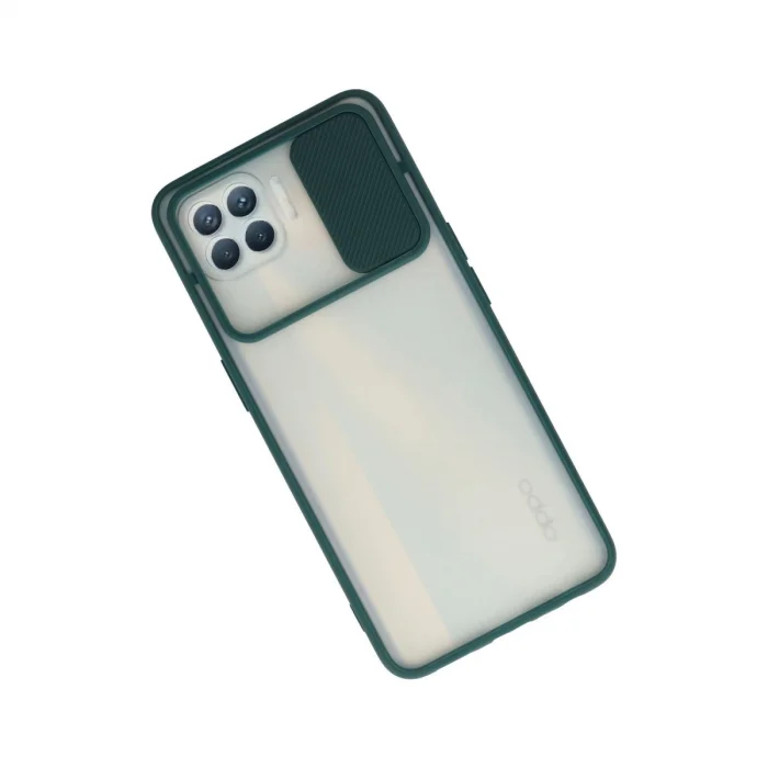 BUĞZ Oppo Reno 4 Lite Kılıf Palm Buzlu Kamera Sürgülü Silikon - Yeşil