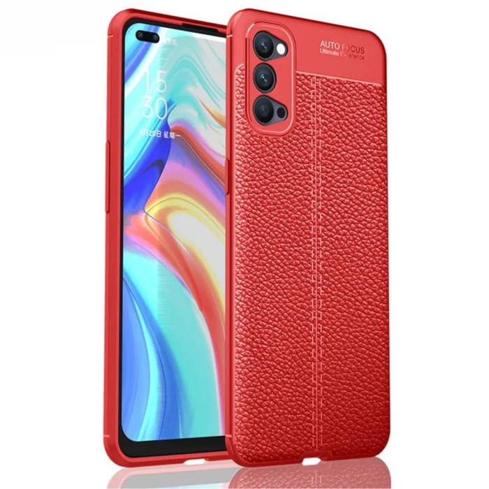 BUĞZ Oppo Reno 4 Pro Kılıf Auto Focus Kapak - Kırmızı