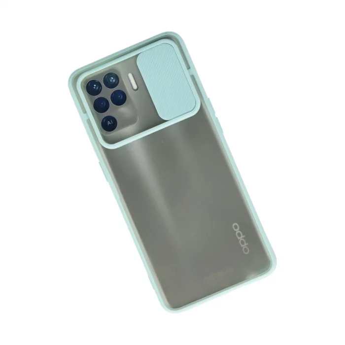 BUĞZ Oppo Reno 5 Lite Kılıf Palm Buzlu Kamera Sürgülü Silikon - Turkuaz