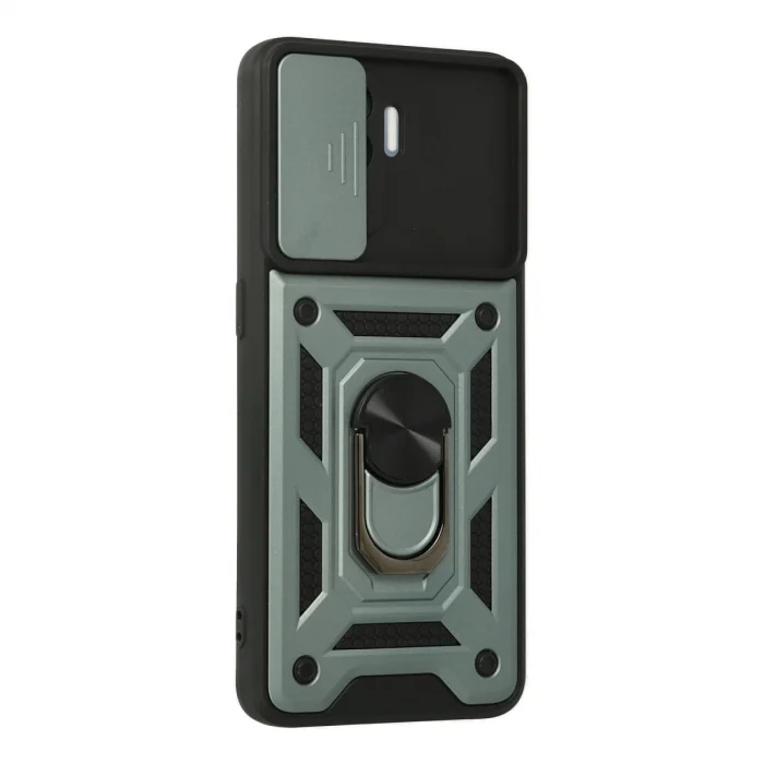 BUĞZ Oppo Reno 5 Lite Kılıf Pars Lens Yüzüklü Silikon - Yeşil