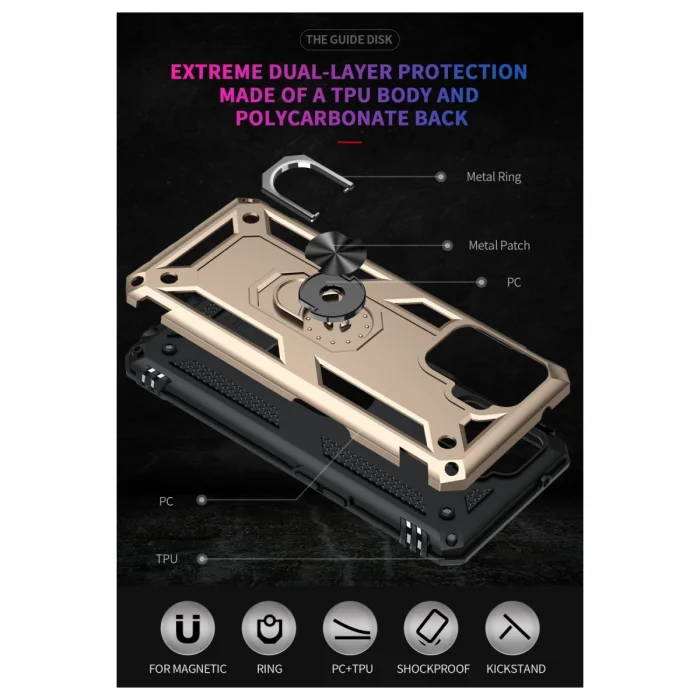 BUĞZ Oppo Reno 5 Lite Kılıf Sofya Yüzüklü Silikon Kapak - Gold