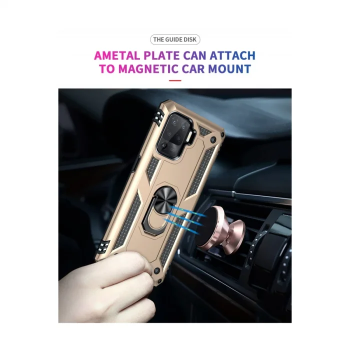 BUĞZ Oppo Reno 5 Lite Kılıf Sofya Yüzüklü Silikon Kapak - Gold