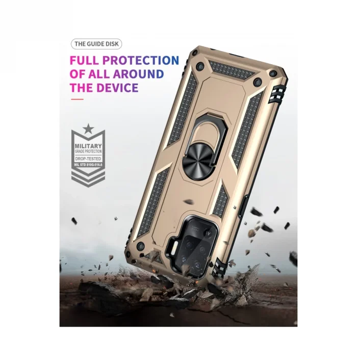 BUĞZ Oppo Reno 5 Lite Kılıf Sofya Yüzüklü Silikon Kapak - Gold