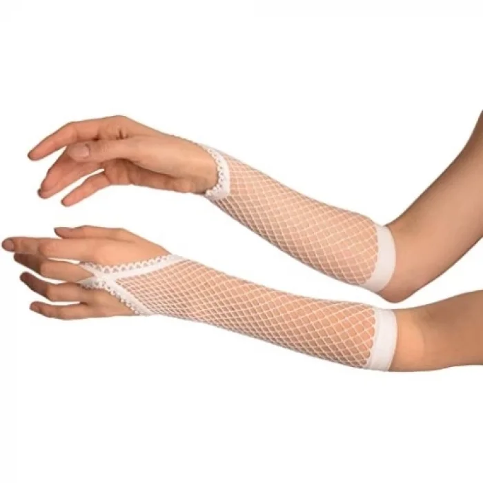  Örgü Beyaz Parmak Arası File Eldiven 26 cm