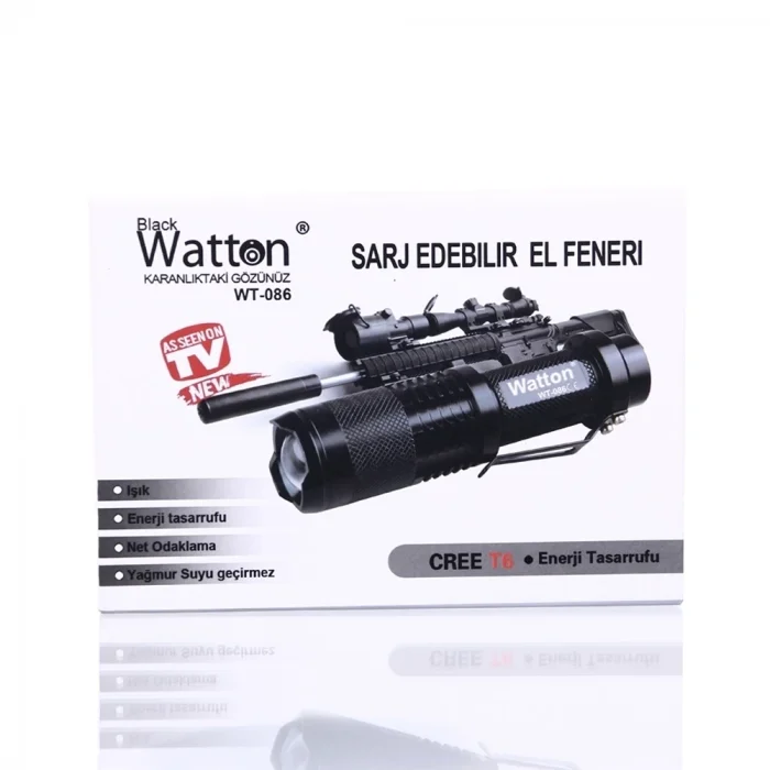 BUĞZ Orjinal 800 Lümen T6 Şarjlı El Feneri  Wt-086