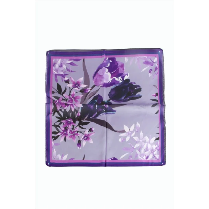 BUĞZ Orkide Desenli Zr Şifon Fular 50*50 cm