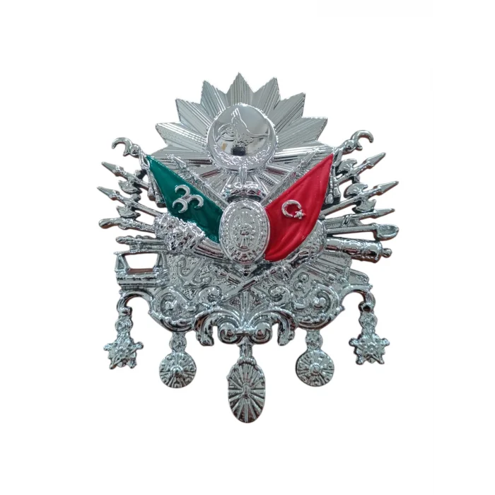 BUĞZ Osmanlı Devlet Arması Vidalı Kabartma Logo Küçük 10x8cm Krom