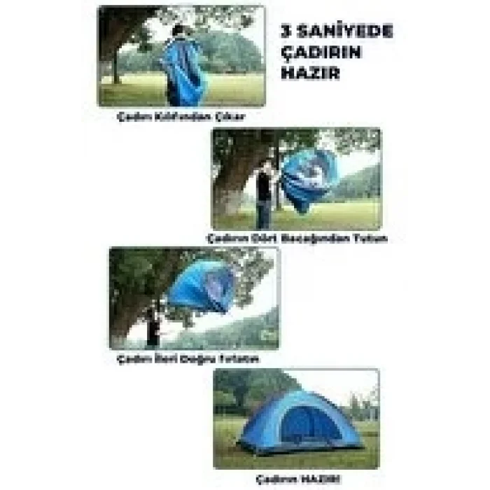 BUĞZ Otomatik Havada Açılan Su Geçirmez Çadır 4 Kişilik