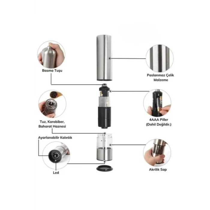  Otomatik Tuz ve Karabiber Öğütücü Baharat Öğütücü Tuz Karabiber Değirmeni