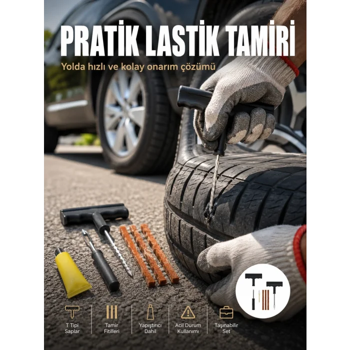 BUĞZ Otomobil Motosiklet Bisiklet İçin Güvenli Lastik Tamir Kiti