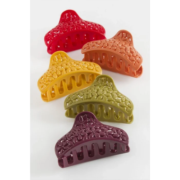 BUĞZ Oval Çiçek Renkli Mandal Toka 8 cm