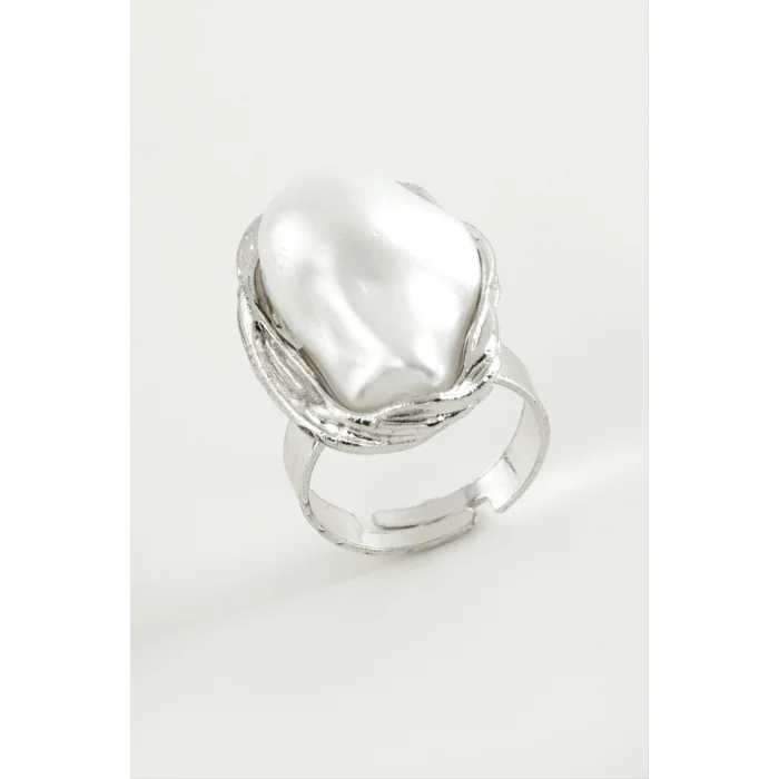 BUĞZ Oval İnci Metal Yüzük