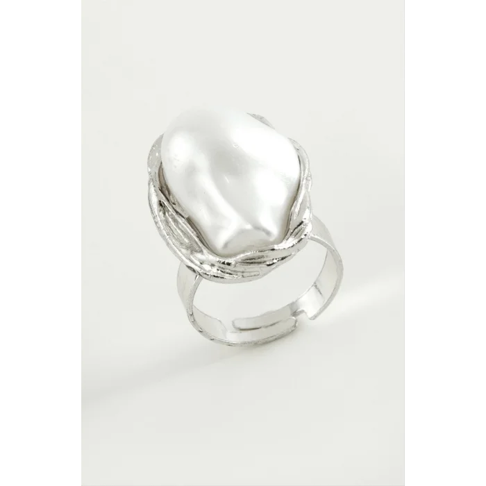 BUĞZ Oval İnci Metal Yüzük